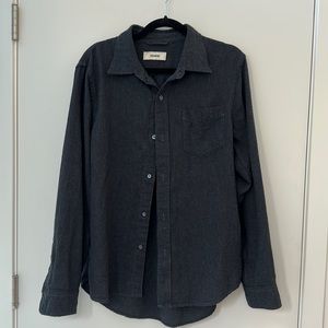 Very soft dark charcoal Buck Mason cotton shirt